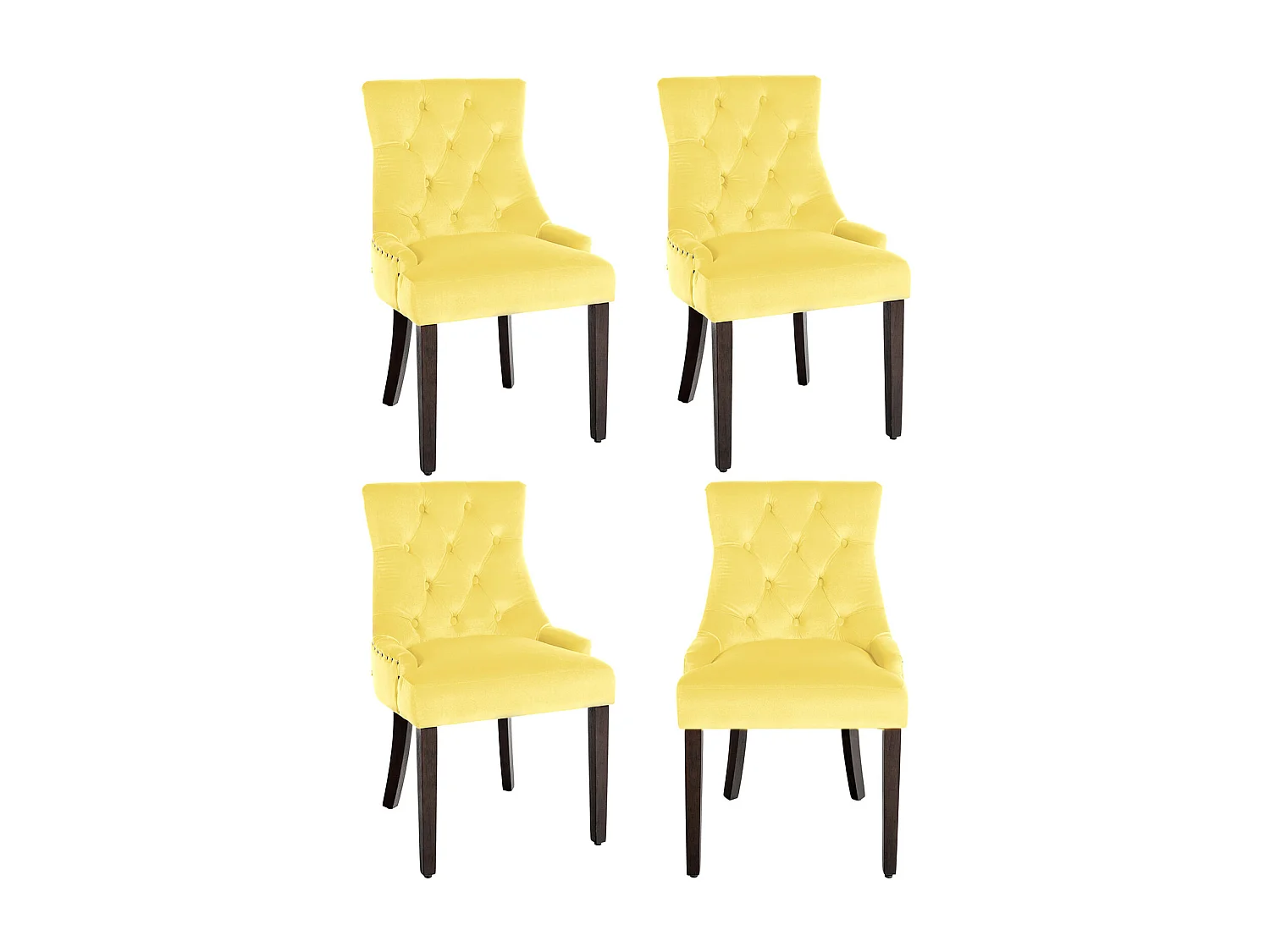 Lot de 4  chaise salle à manger - Velours & Antique - Jaune - Aberdeen