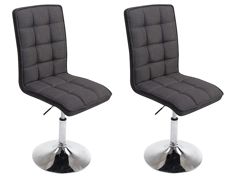 Set van 2 Eetkamerstoelen - Stof & Metaal in chroomoptiek - donkergrijs - Peking V2