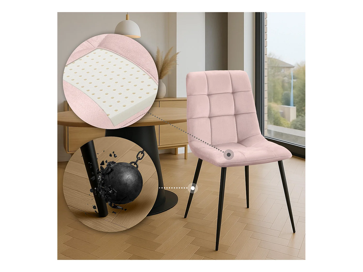 chaise salle à manger - Velours - Rose - Tilde