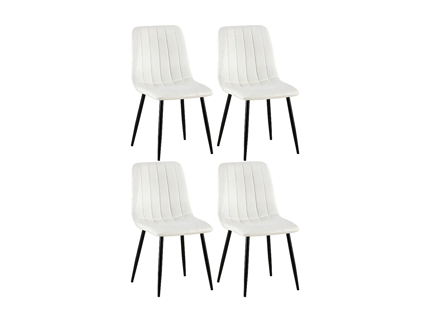 Lot de 4  chaise salle à manger - Velours - Blanc crème - Dijon