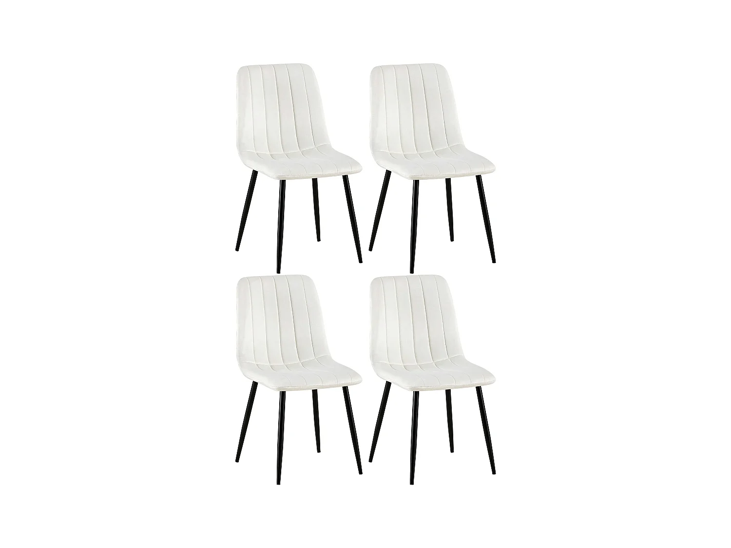 Lot de 4  chaise salle à manger - Velours - Blanc crème - Dijon
