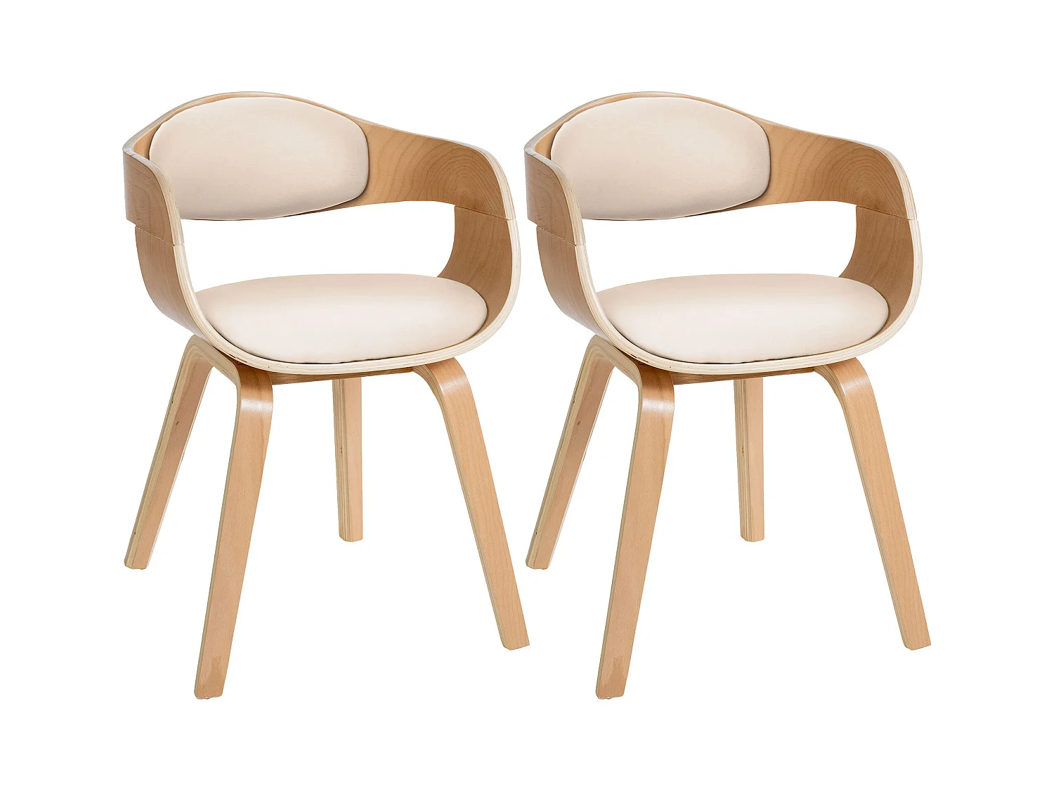 Lot de 2  chaises avec accoudoirs - Similicuir - Nature / Crème - Kingston