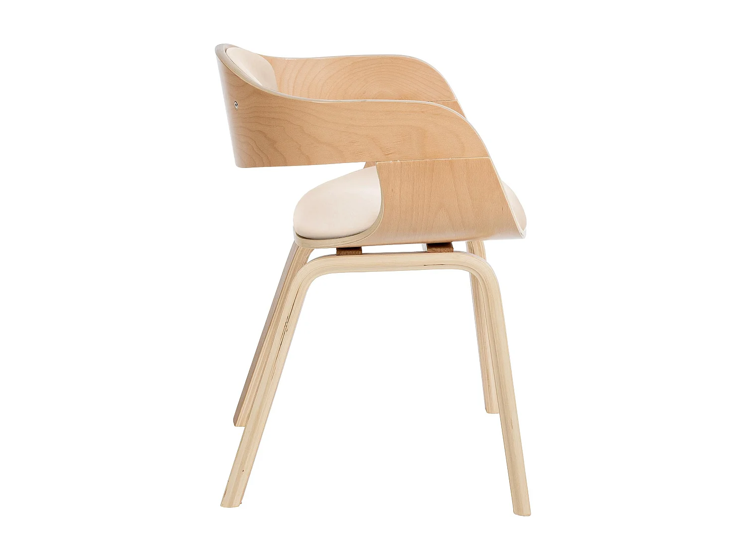 Lot de 2  chaises avec accoudoirs - Similicuir - Nature / Crème - Kingston