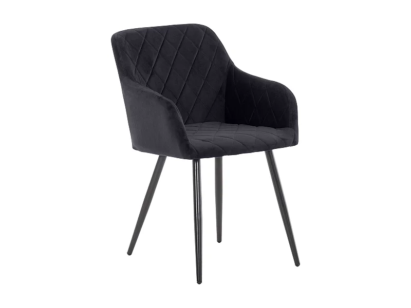 chaises avec accoudoirs - Velours - Noir - Shila