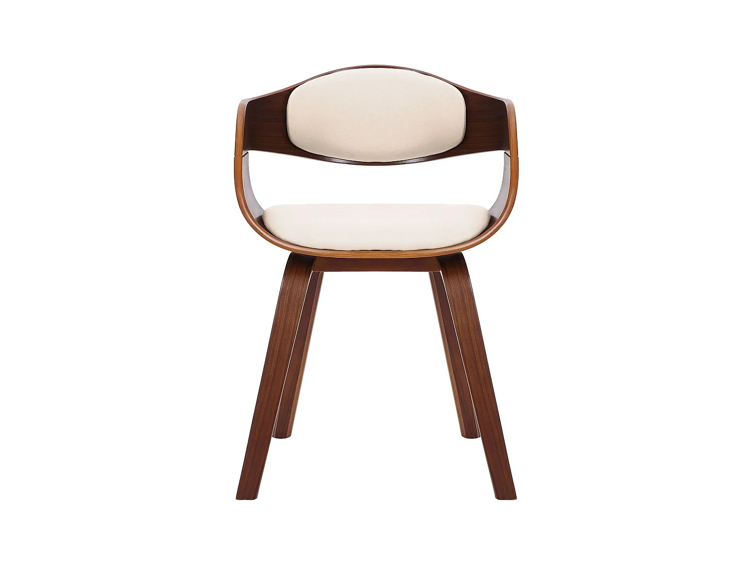 Set di 2  Sedia con braccioli - Finta pelle - Noce/crema - Kingston