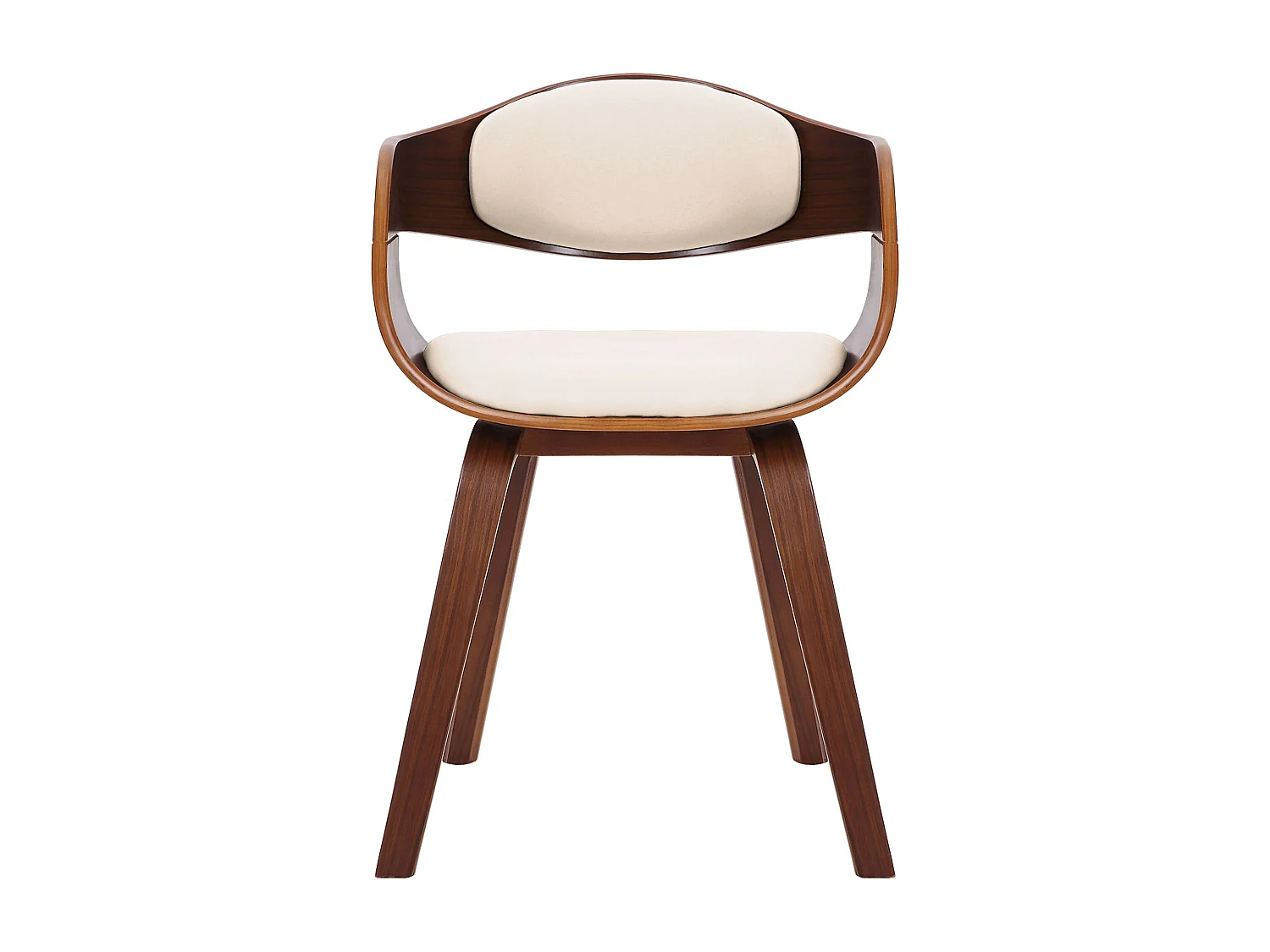 Lot de 2  chaises avec accoudoirs - Similicuir - Noyer / Crème - Kingston