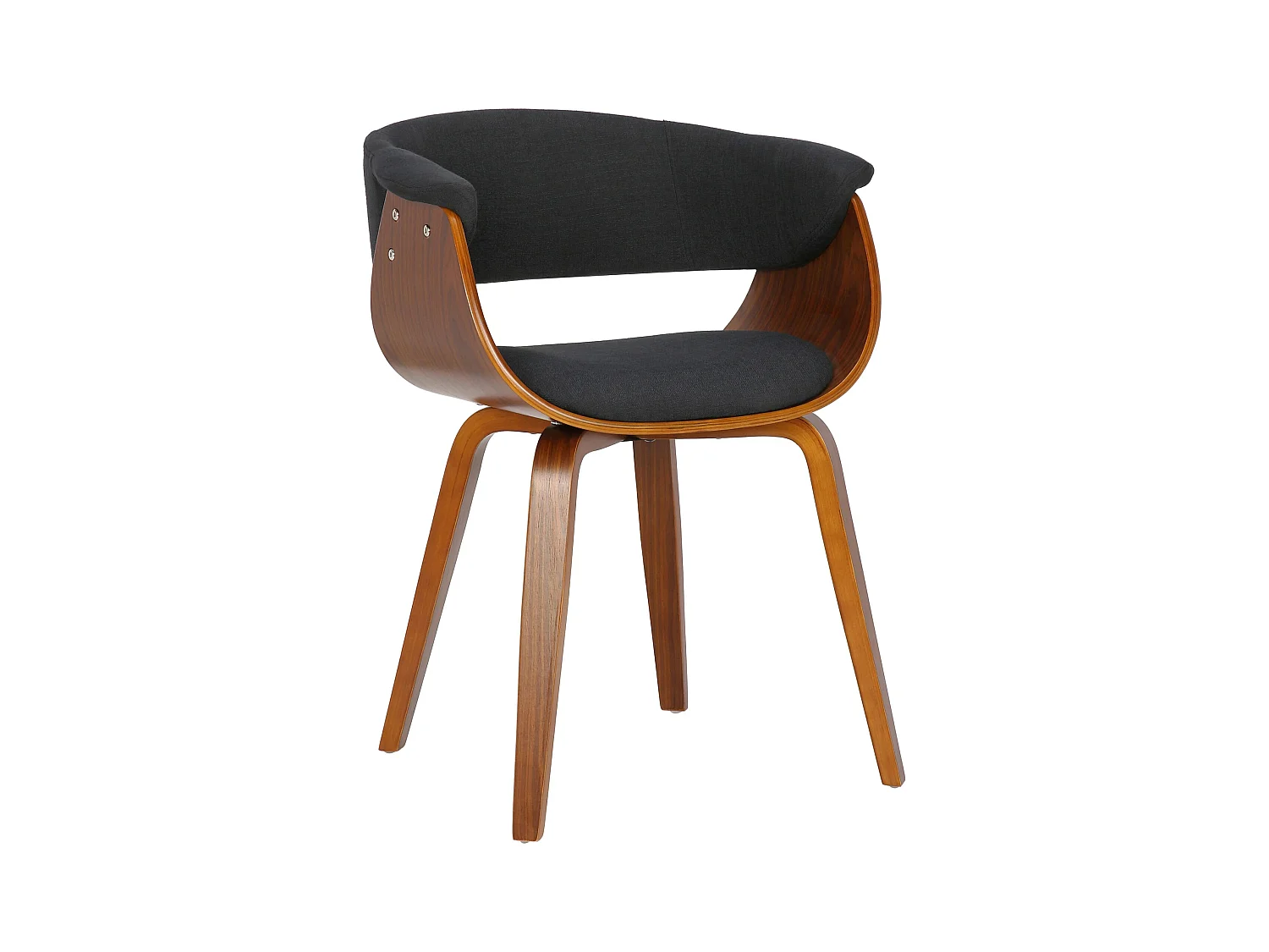 chaise salle à manger - Tissu & Noyer - Noir - Bruce