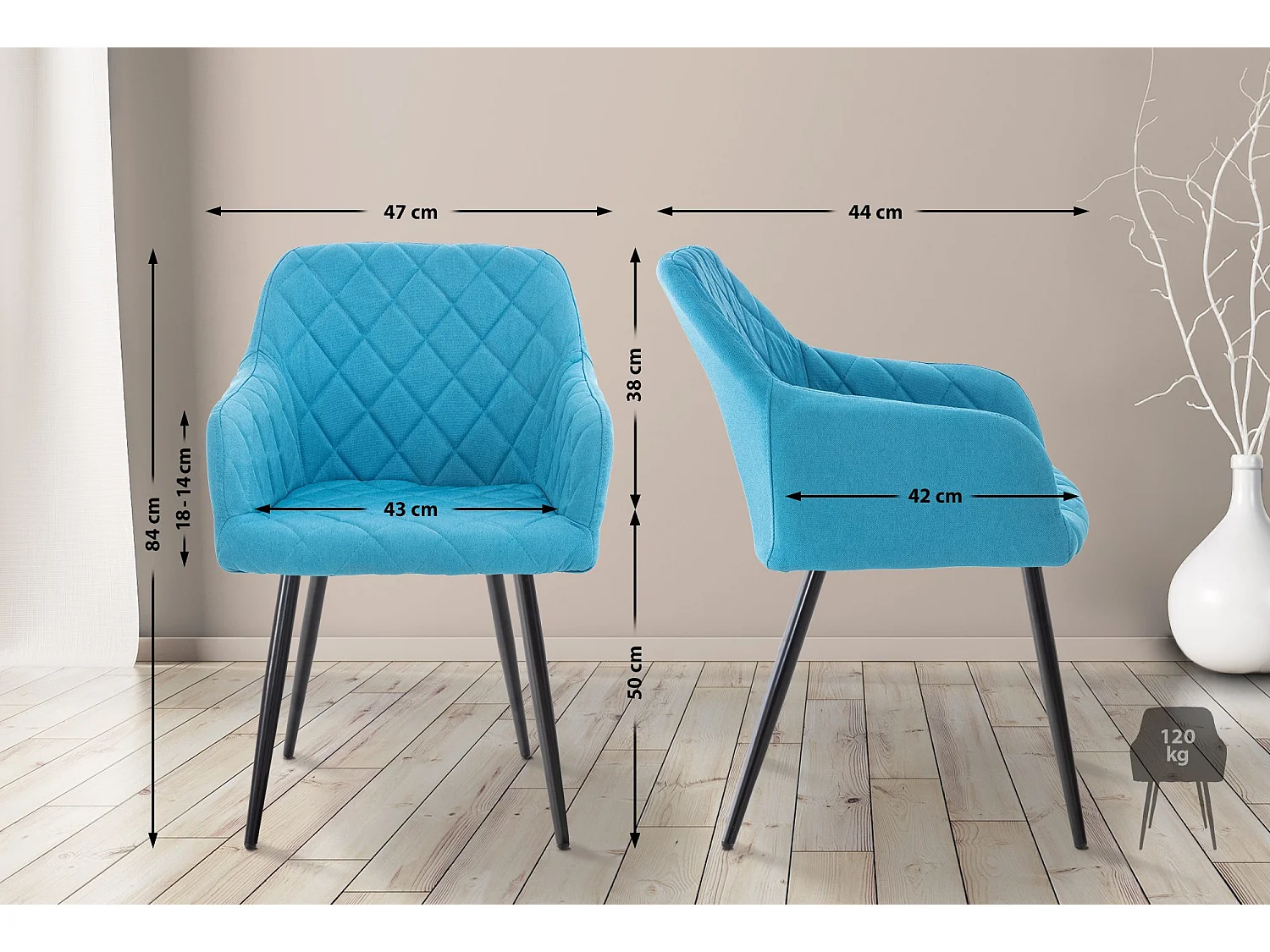 Chaise gondole - Tissu & Métal - Turquoise - Shila