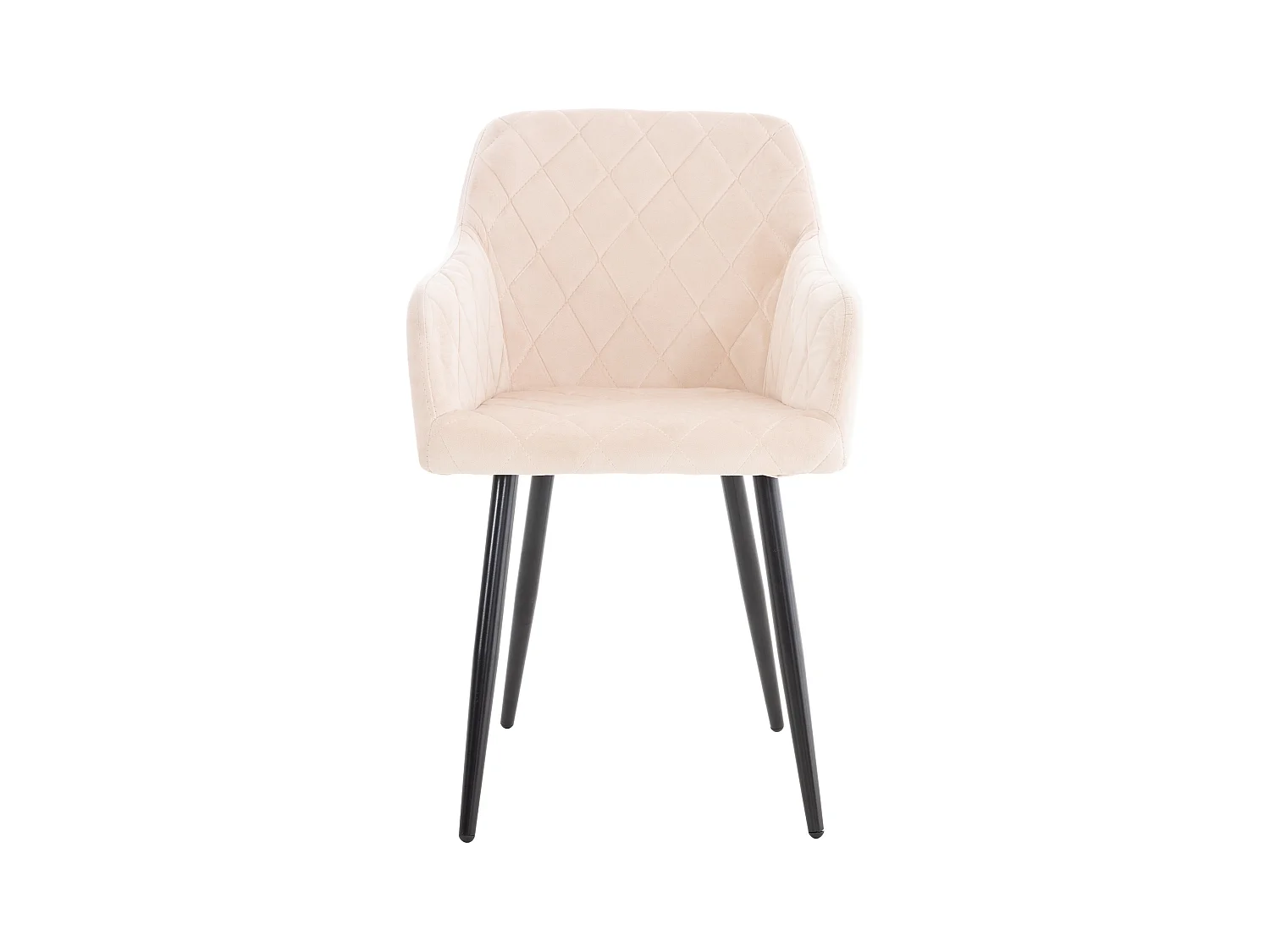 Lot de 4  chaises avec accoudoirs - Velours - Beige - Shila