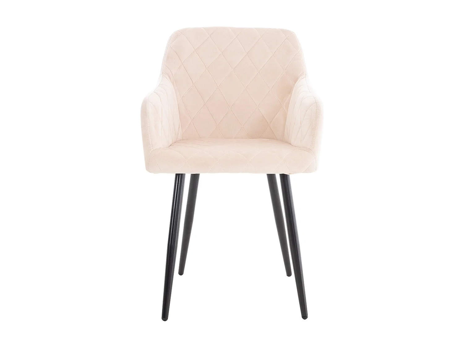 Lot de 4  chaises avec accoudoirs - Velours - Beige - Shila