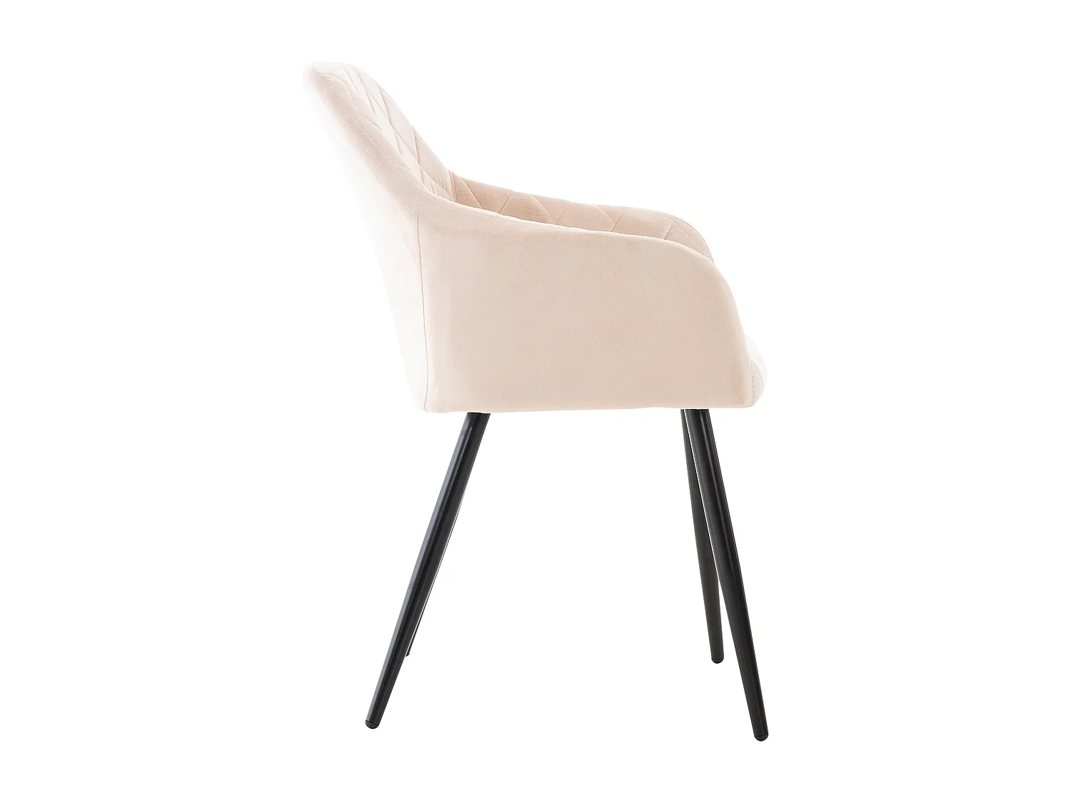 Lot de 4  chaises avec accoudoirs - Velours - Beige - Shila