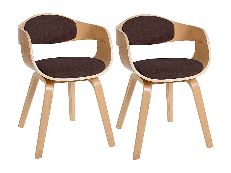Lot de 2  chaises avec accoudoirs - Tissu - Nature / Marron - Kingston