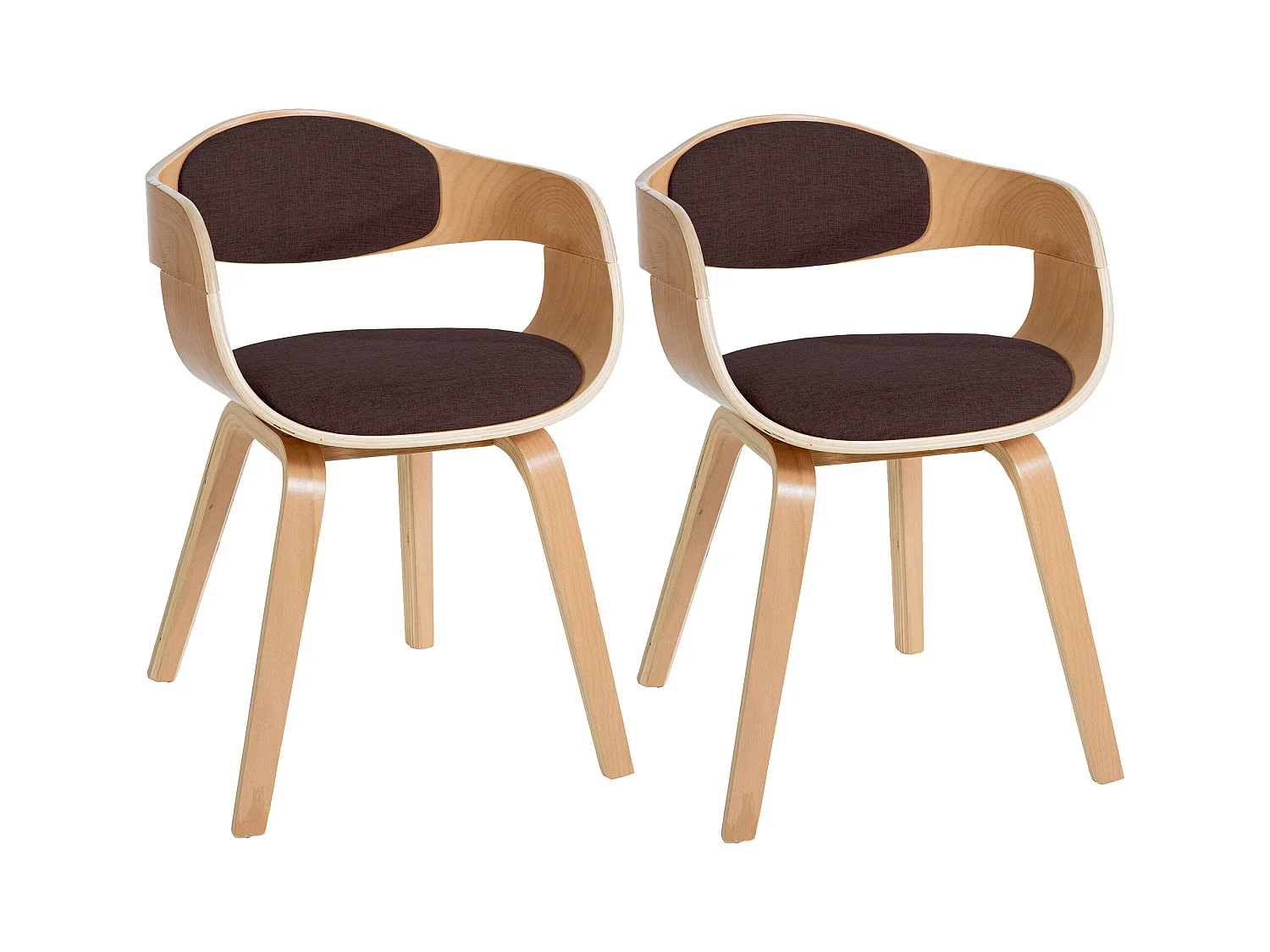 Lot de 2  chaises avec accoudoirs - Tissu - Nature / Marron - Kingston