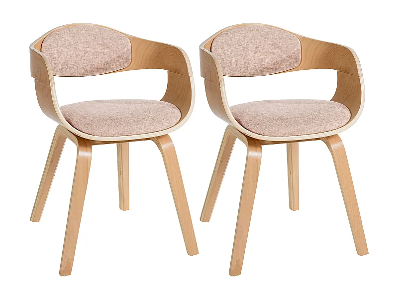 Lot de 2  chaises avec accoudoirs - Tissu - Nature / Crème - Kingston