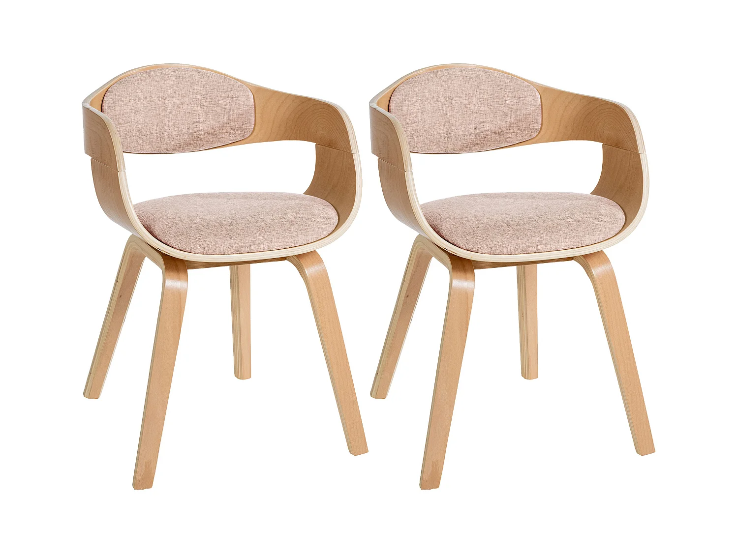 Lot de 2  chaises avec accoudoirs - Tissu - Nature / Crème - Kingston