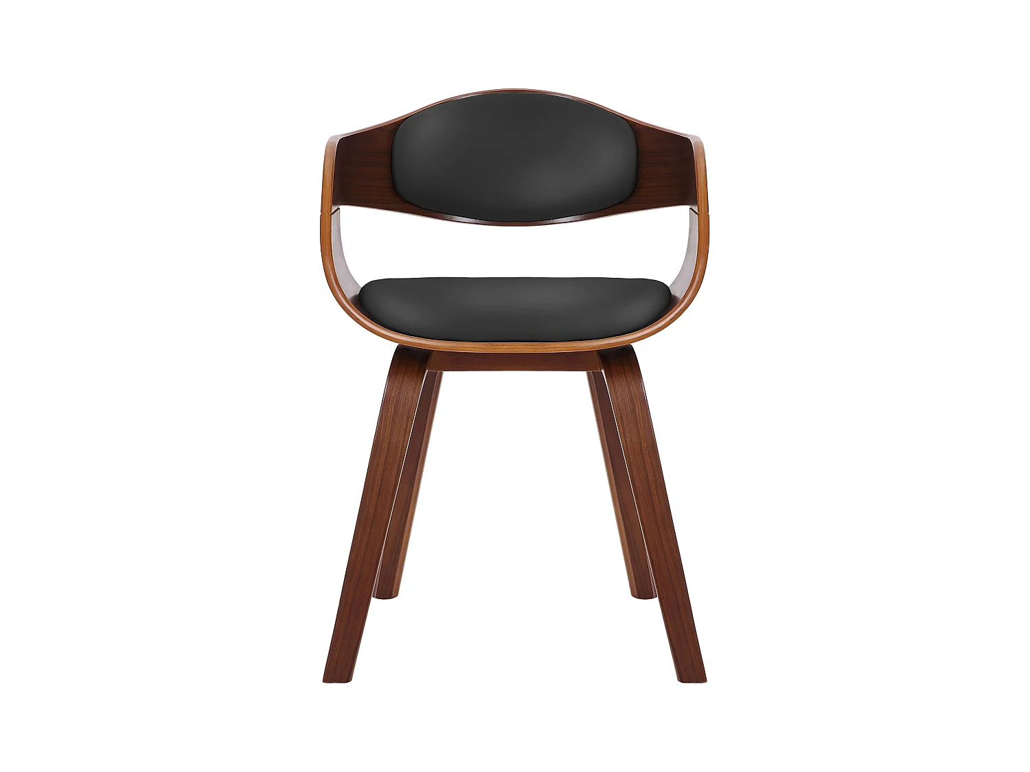 Lot de 2  chaises avec accoudoirs - Similicuir - Noyer / Noir - Kingston
