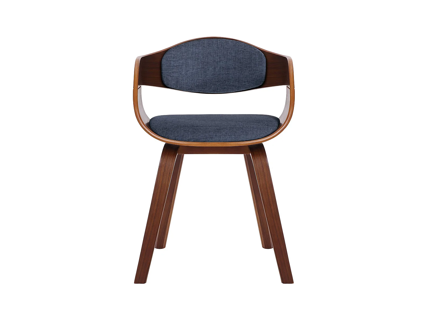 Lot de 2  chaises avec accoudoirs - Tissu - Noyer / Bleu - Kingston