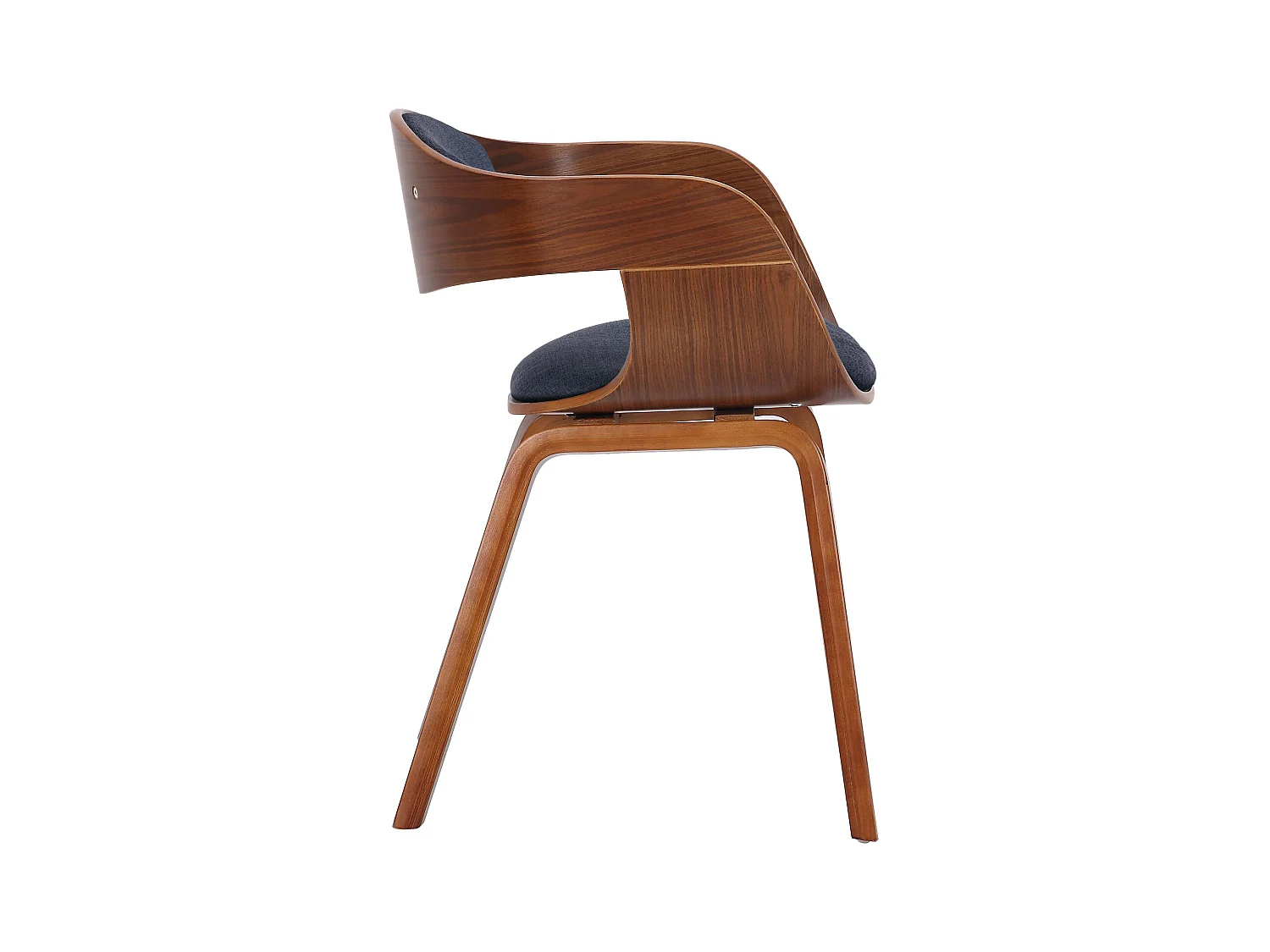 Lot de 2  chaises avec accoudoirs - Tissu - Noyer / Bleu - Kingston