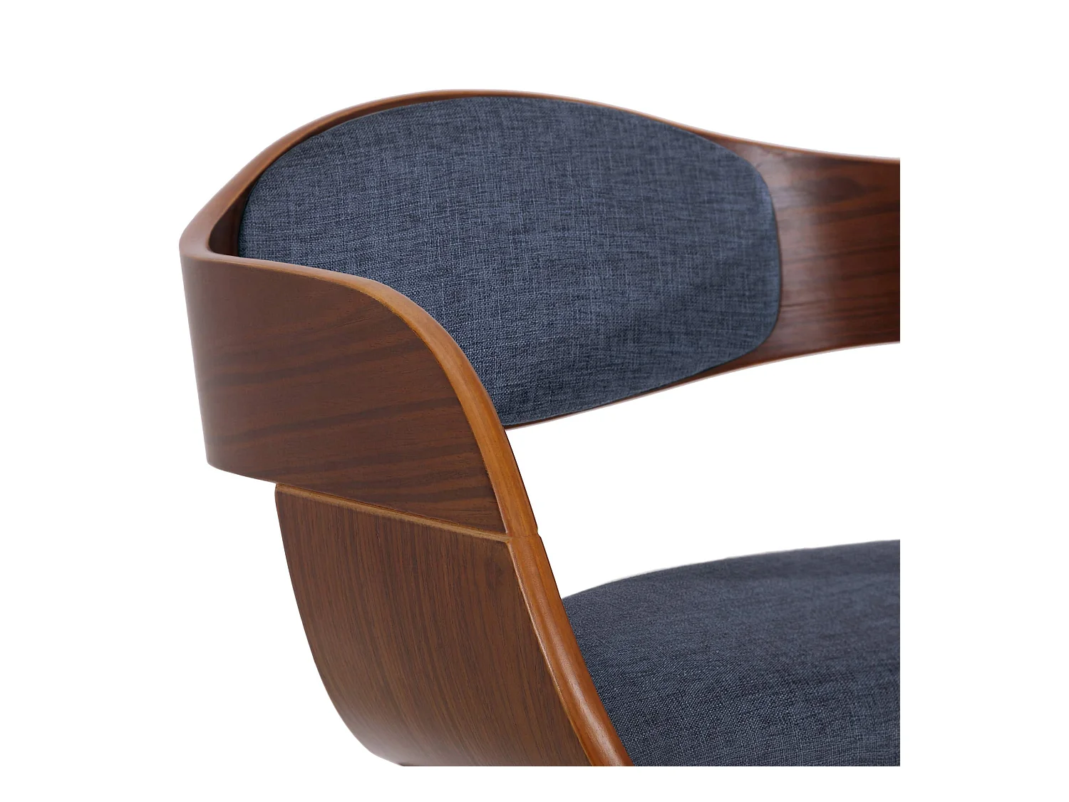 Lot de 2  chaises avec accoudoirs - Tissu - Noyer / Bleu - Kingston