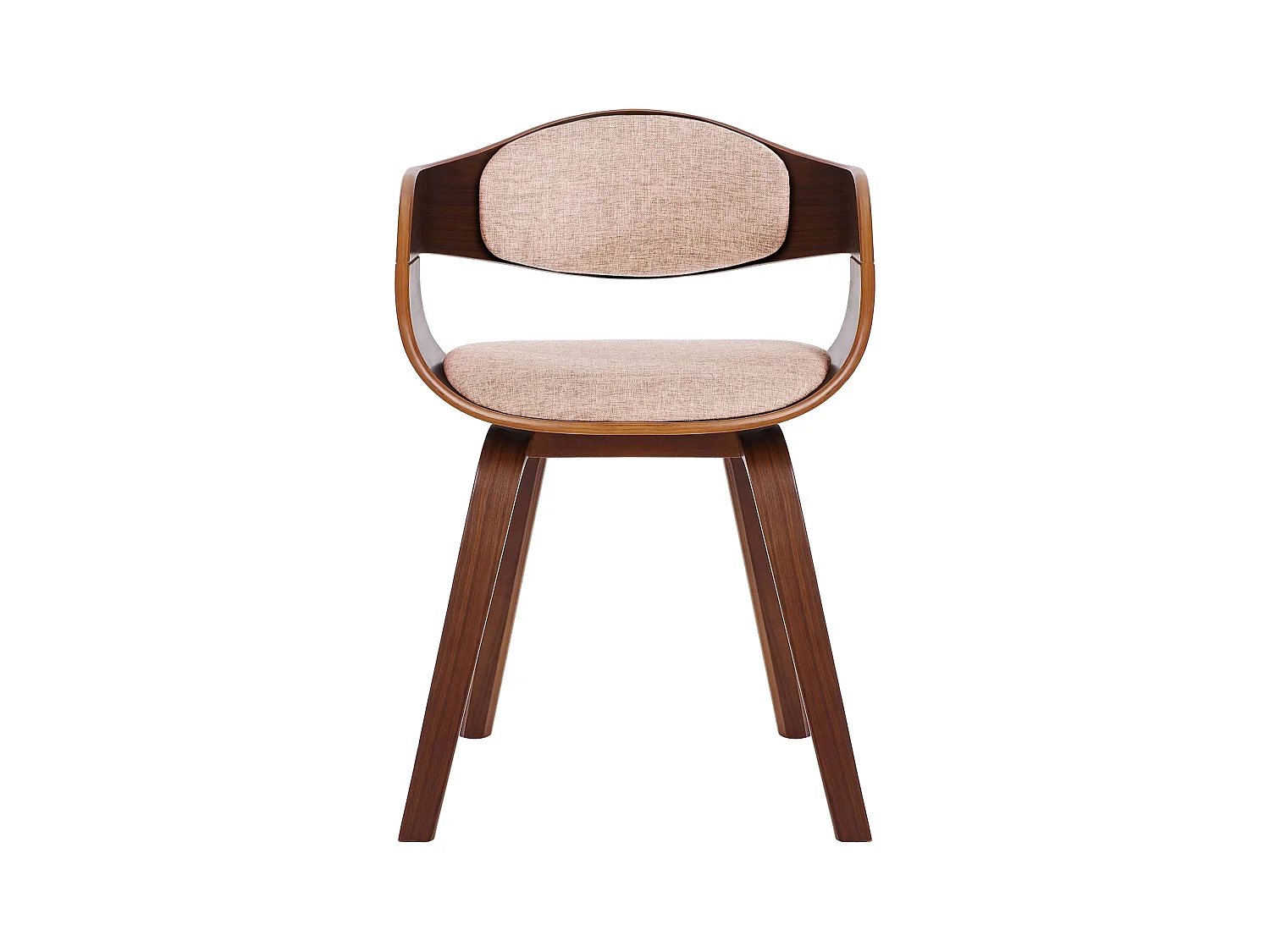 Lot de 2  chaises avec accoudoirs - Tissu - Noyer / Crème - Kingston