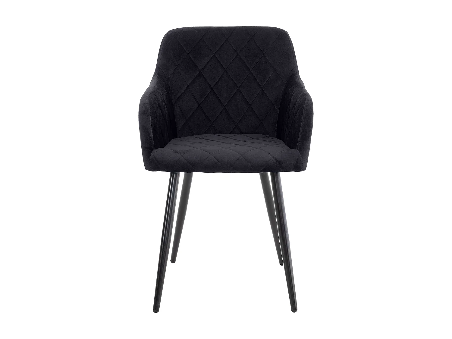 Lot de 4  chaises avec accoudoirs - Velours - Noir - Shila