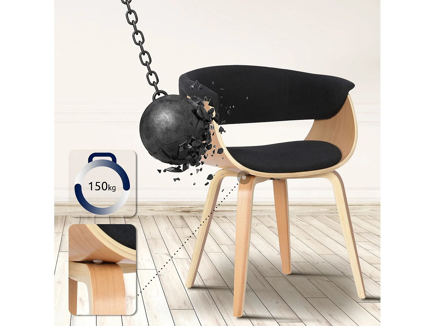 chaise salle à manger - Tissu & Nature - Noir - Bruce