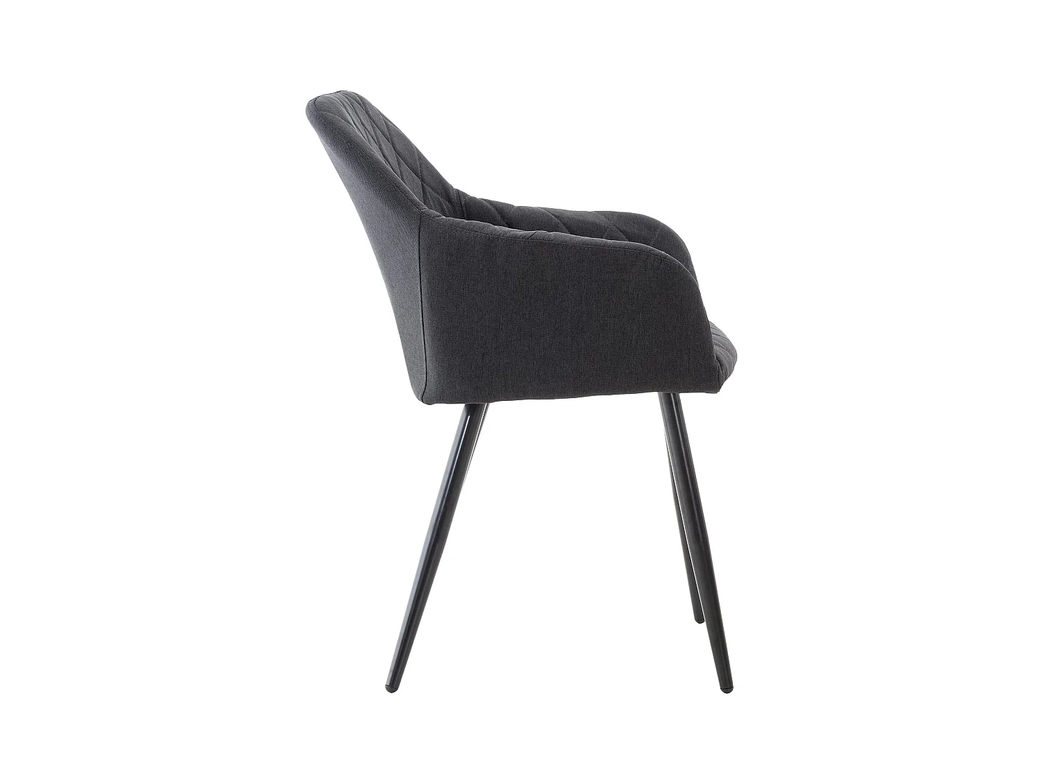 Lot de 4  chaises avec accoudoirs - Tissu - Noir - Shila