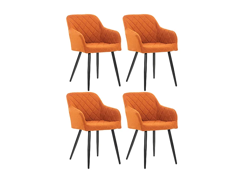 Lot de 4  chaises avec accoudoirs - Tissu - Orange - Shila