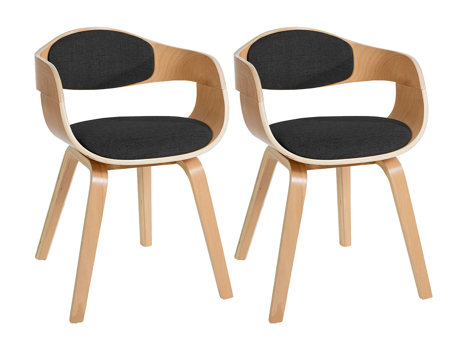 Lot de 2  chaises avec accoudoirs - Tissu - Nature / Gris foncé - Kingston