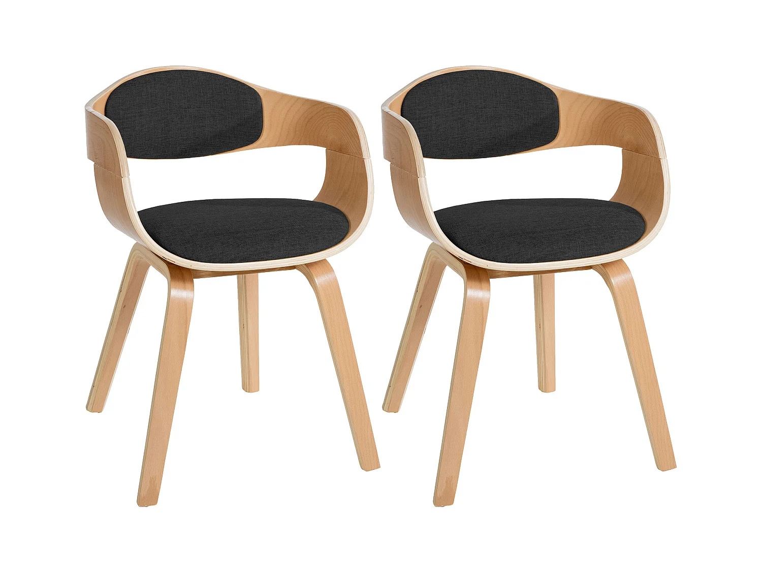 Set van 2  Stoel met armleuningen - Stof - natura/donkergrijs - Kingston