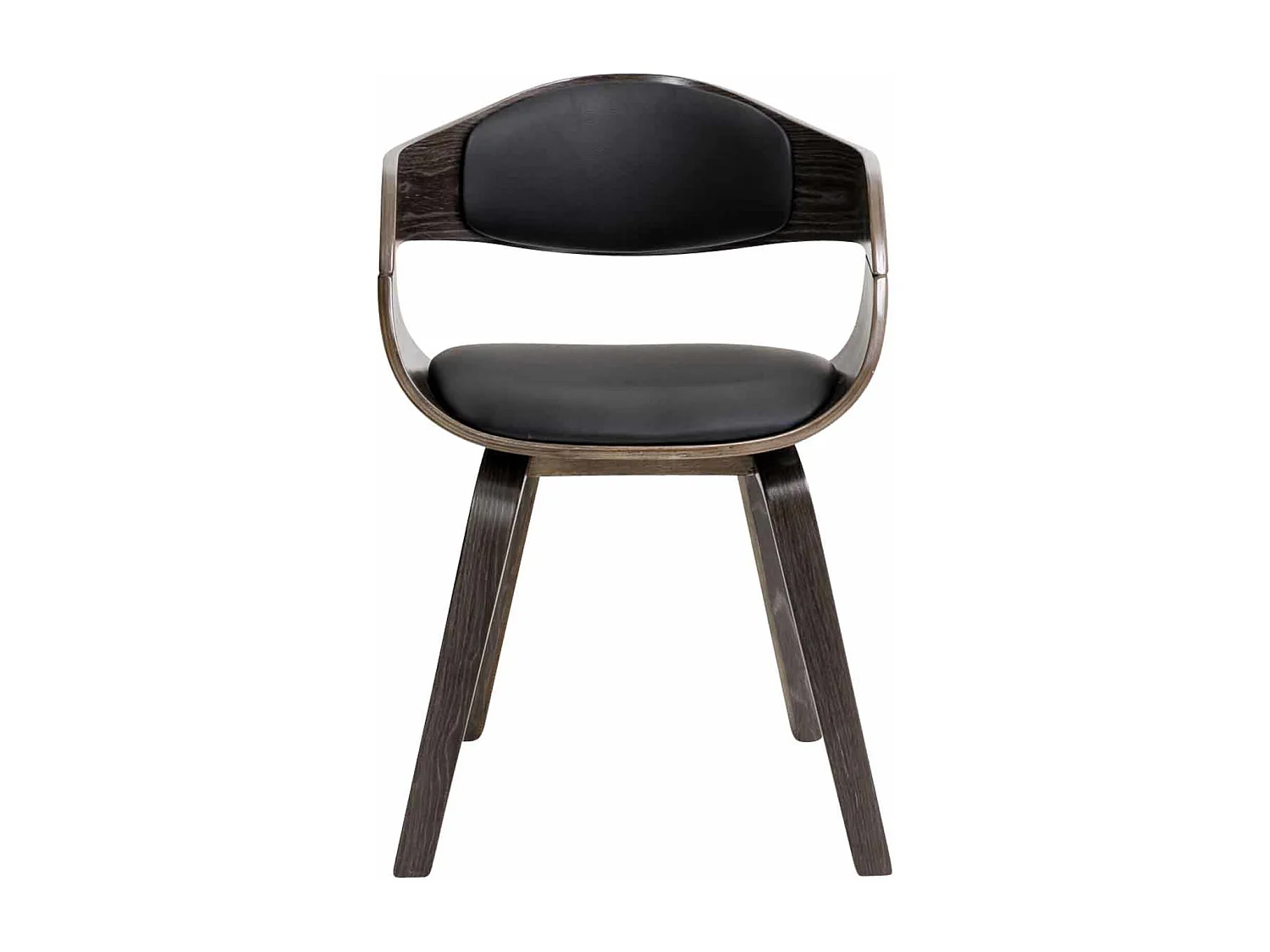 Lot de 2  chaises avec accoudoirs - Similicuir - Noir / Gris - Kingston