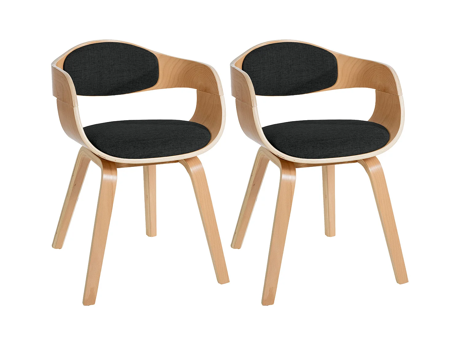 Set van 2  Stoel met armleuningen - Stof - natura/zwart - Kingston