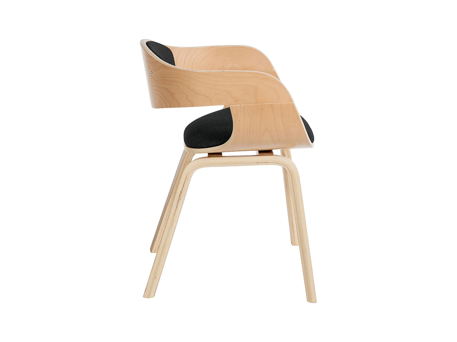 Lot de 2  chaises avec accoudoirs - Tissu - Nature / Noir - Kingston