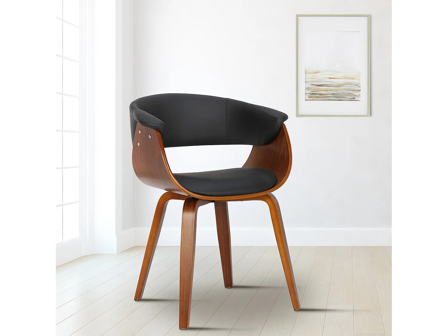 Eetkamerstoelen - Kunstleer & zwart - zwart - Bruce