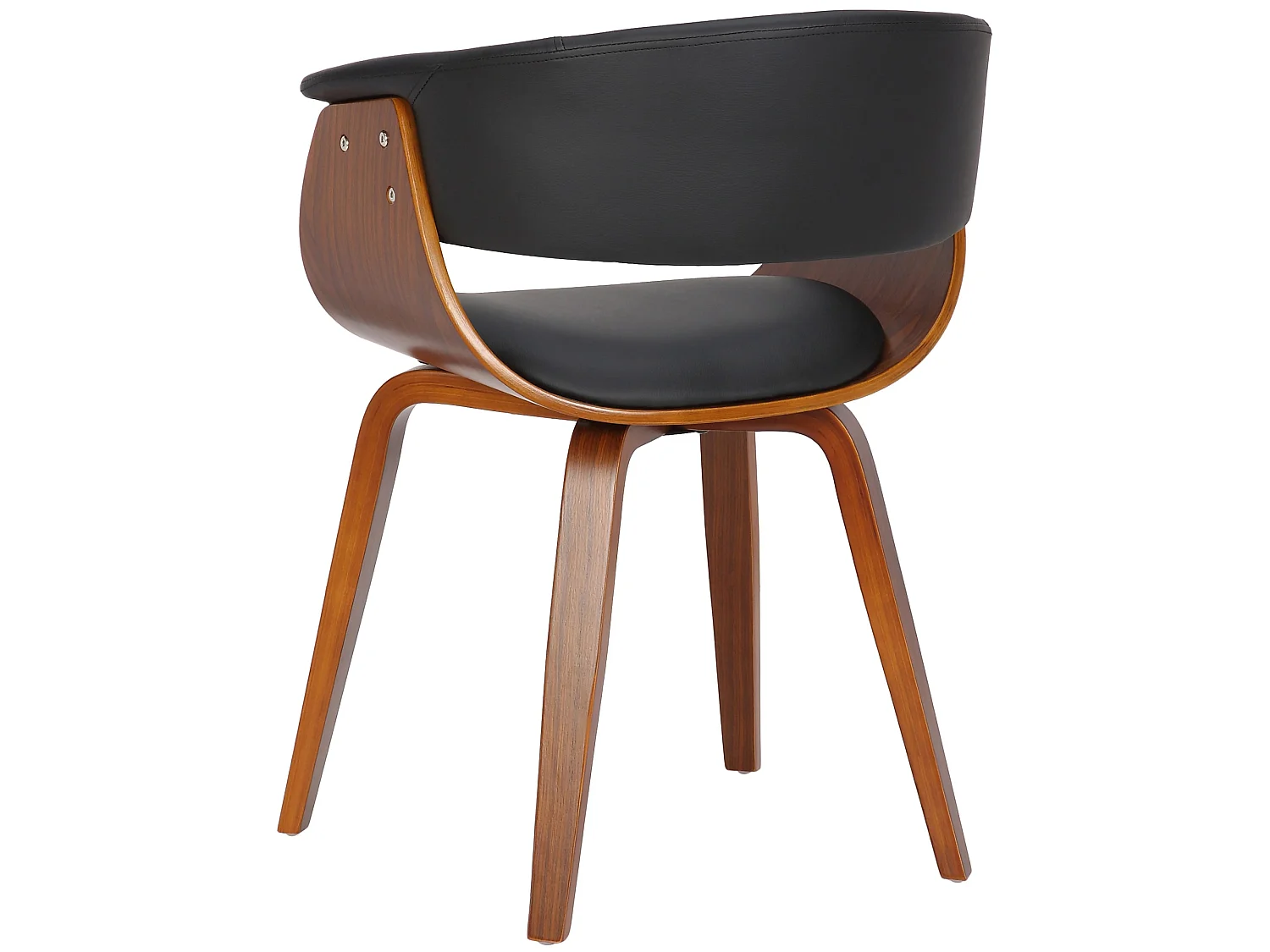 chaise salle à manger - Similicuir & Chrome - Noir - Bruce