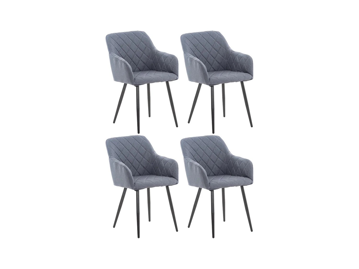 Lot de 4  chaises avec accoudoirs - Tissu - Gris foncé - Shila