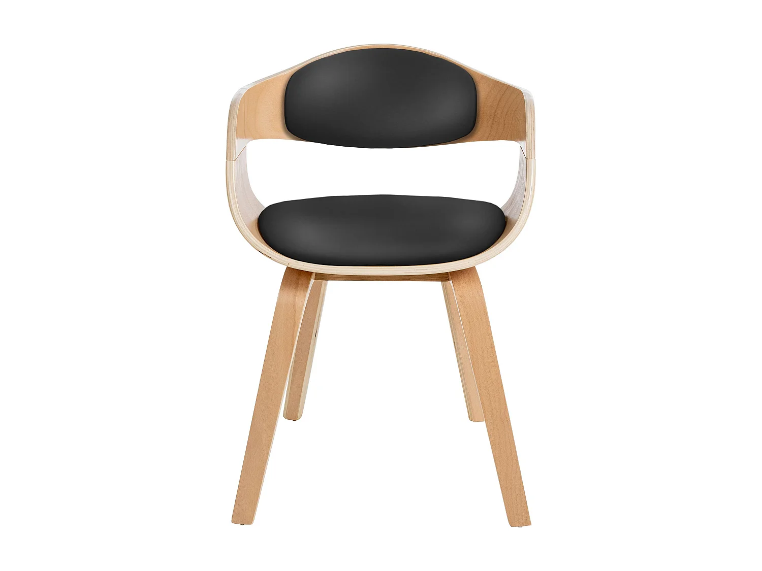 Lot de 2  chaises avec accoudoirs - Similicuir - Nature / Noir - Kingston