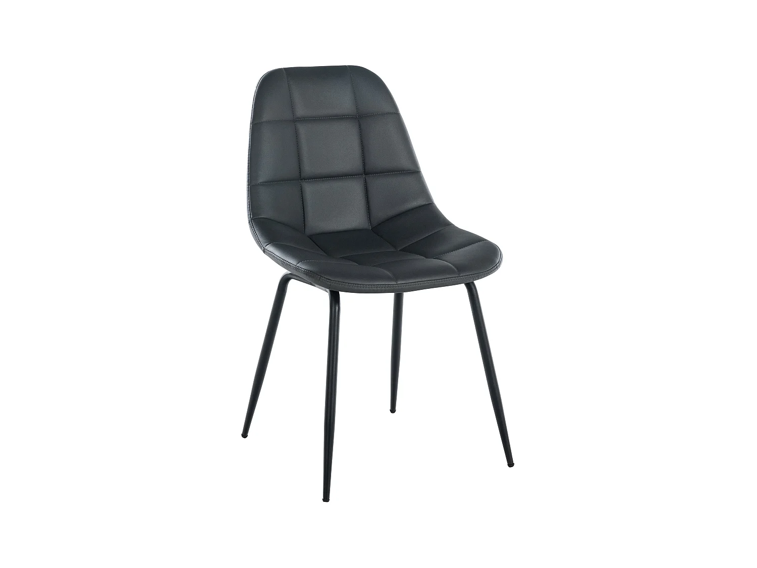 Chaise de salle à manger - Similicuir & Métal noir mat - Gris - Tom