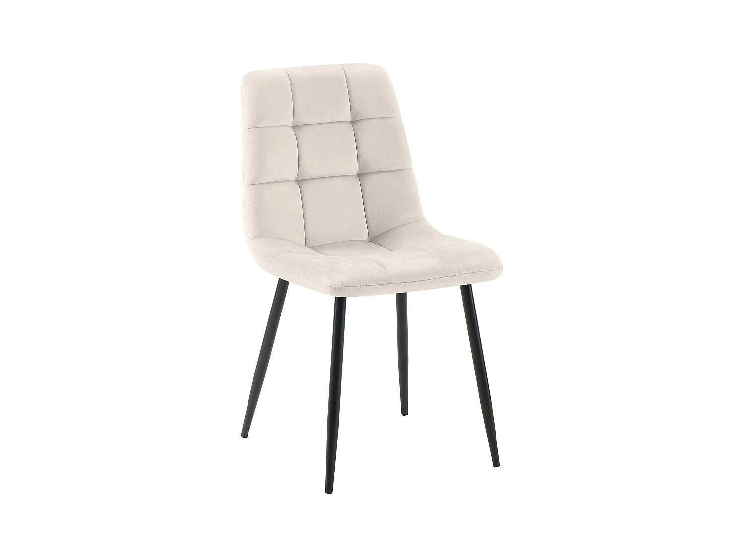 chaise salle à manger - Velours & Noir - Blanc crème - Antibes