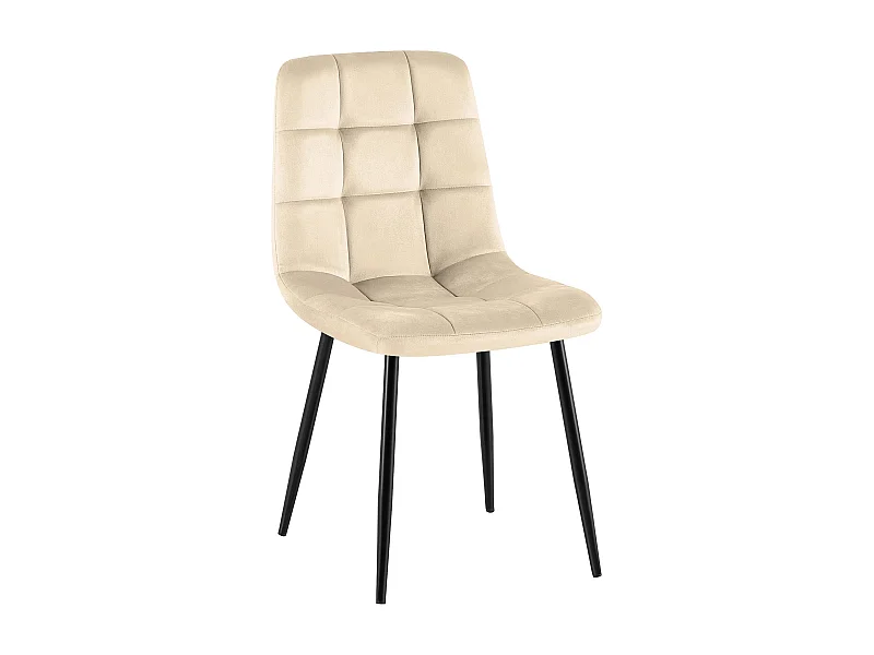 chaise salle à manger - Velours & Noir - Blanc crème - Antibes