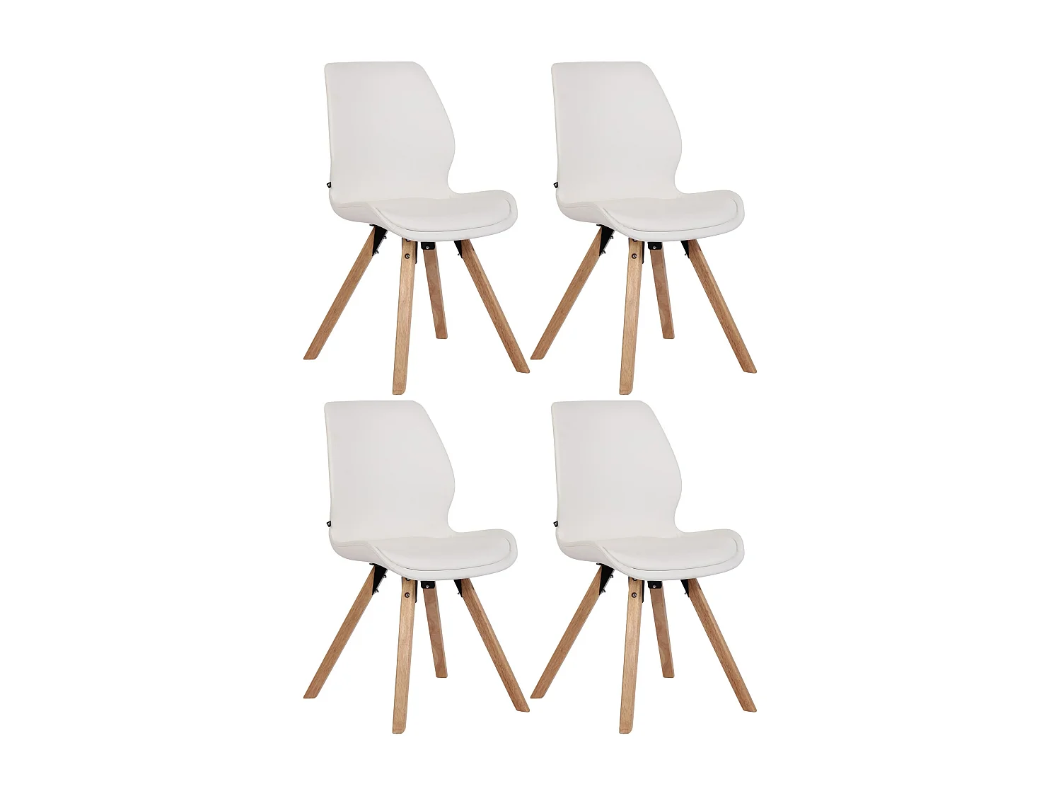 Set van 4  Eetkamerstoelen - Kunstleer - wit - Luna