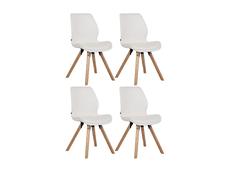 Lot de 4  chaise salle à manger - Similicuir - Blanc - Luna