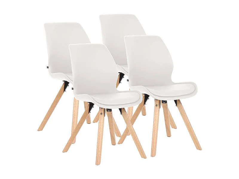 Set van 4  Eetkamerstoelen - Kunstleer - wit - Luna