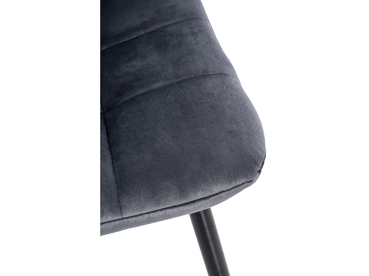 Lot de 4  chaise salle à manger - Velours - Gris foncé - Antibes