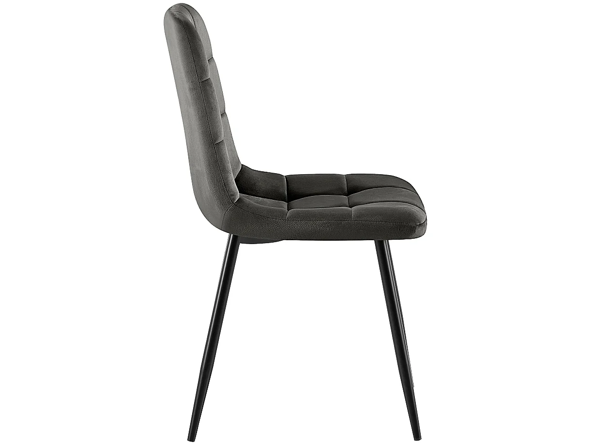 Lot de 4  chaise salle à manger - Velours - Gris foncé - Antibes