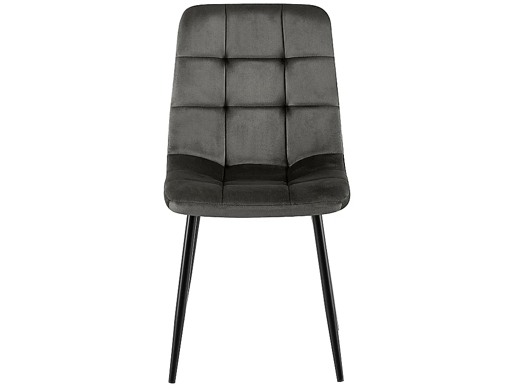 Lot de 4  chaise salle à manger - Velours - Gris foncé - Antibes