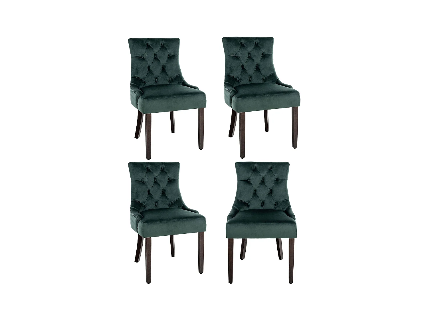 Lot de 4  chaise salle à manger - Velours & Antique - Vert foncé - Aberdeen