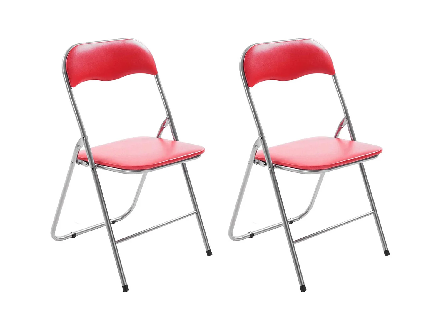 Lot de 2  Chaise de conférence - Plastique - Rouge / Argent - Felix