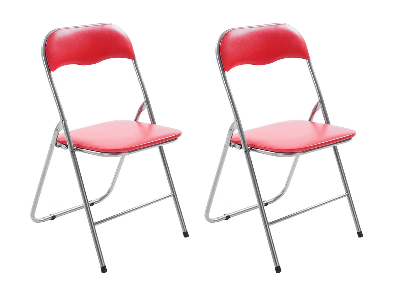 Lot de 2  Chaise de conférence - Plastique - Rouge / Argent - Felix