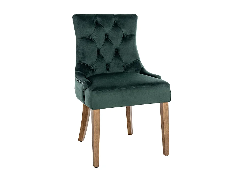 chaise salle à manger - Velours & Antique clair - Vert foncé - Aberdeen